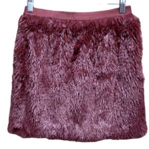 Petticoat Alley Burgundy Faux Fur Mini Skirt Size Medium NEW